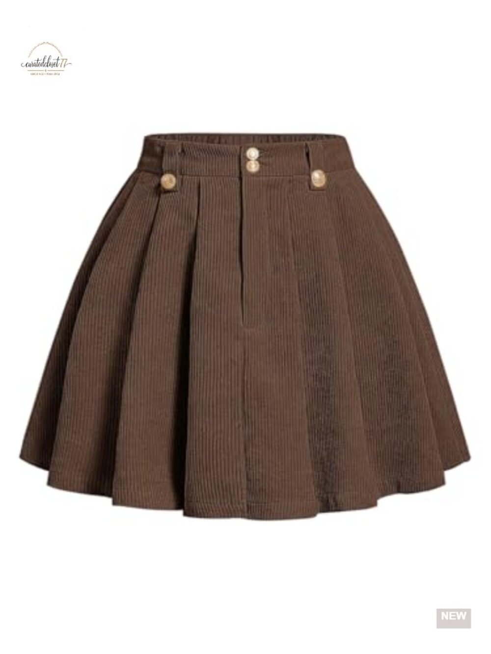Women's Corduroy Pleated Mini Skirt High Waist A Line Flared Going Out